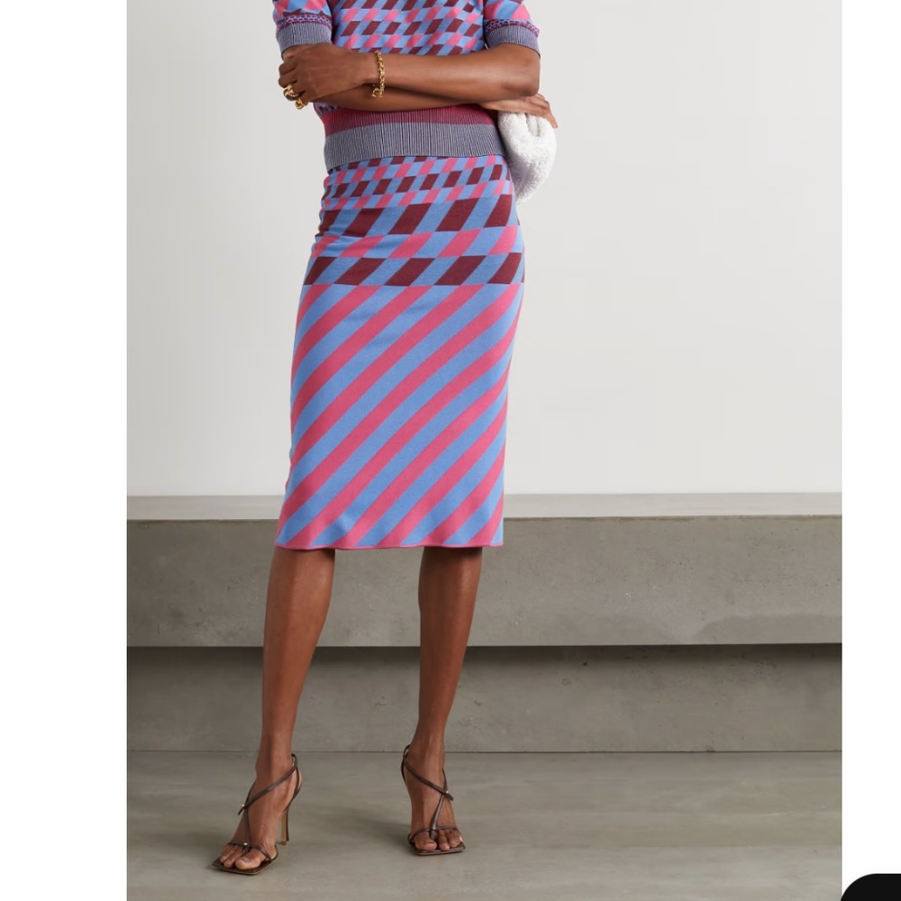 DVF Laris print stretch-knit midi skirt